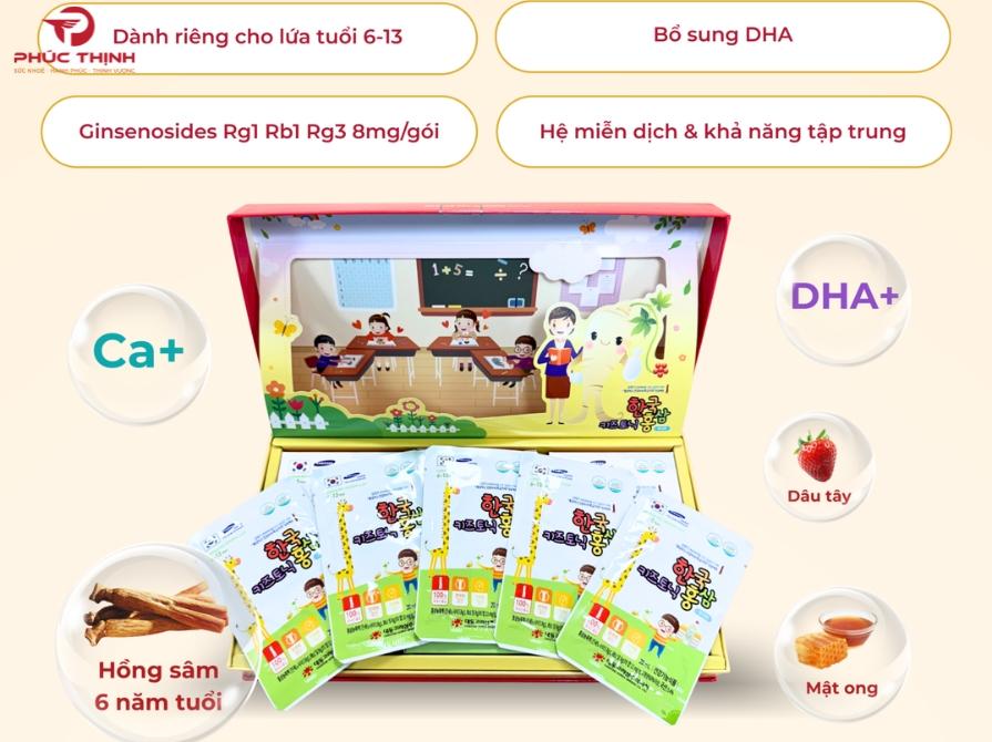 Thành phần của hồng sâm trẻ em 6-13 tuổi (20ml*30 gói) – Daedong